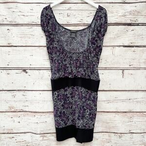 LANE BRYANT Black and Purple Tie Blouse Sz 18 20